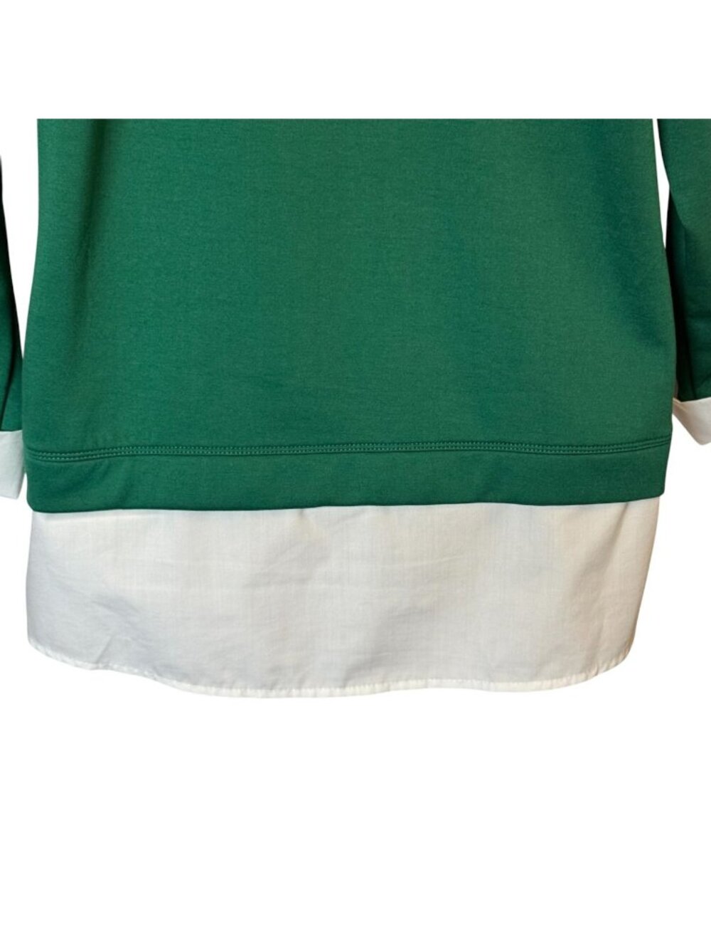 Vtg French Laundry Womens 1X Top Green Layered-Look Buttons White Collar 3/4 - Picture 7 of 15